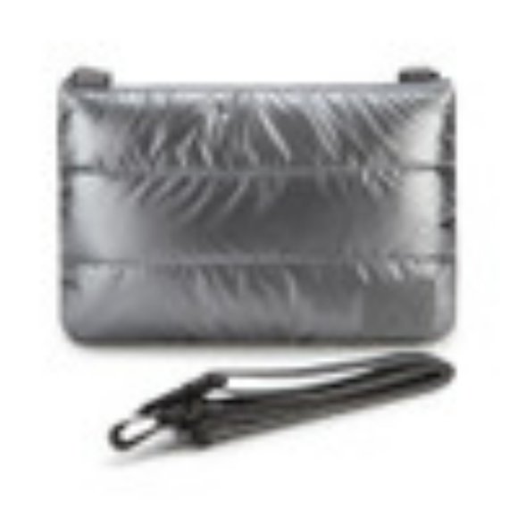 NWT CIPU 7 PIECE PUFFER PARENT BAG IN DARK SILVER & PINK INTERIOR.  OS - Picture 4 of 9